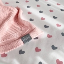 Husa saltea rotunda patut bebe copii cu elastic, Inimioare roz-gri (3)